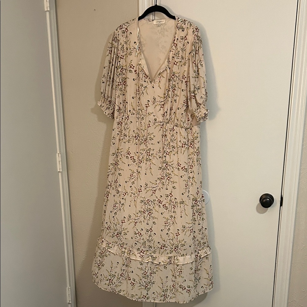 Umgee Cream Maxi Dress with Floral Print